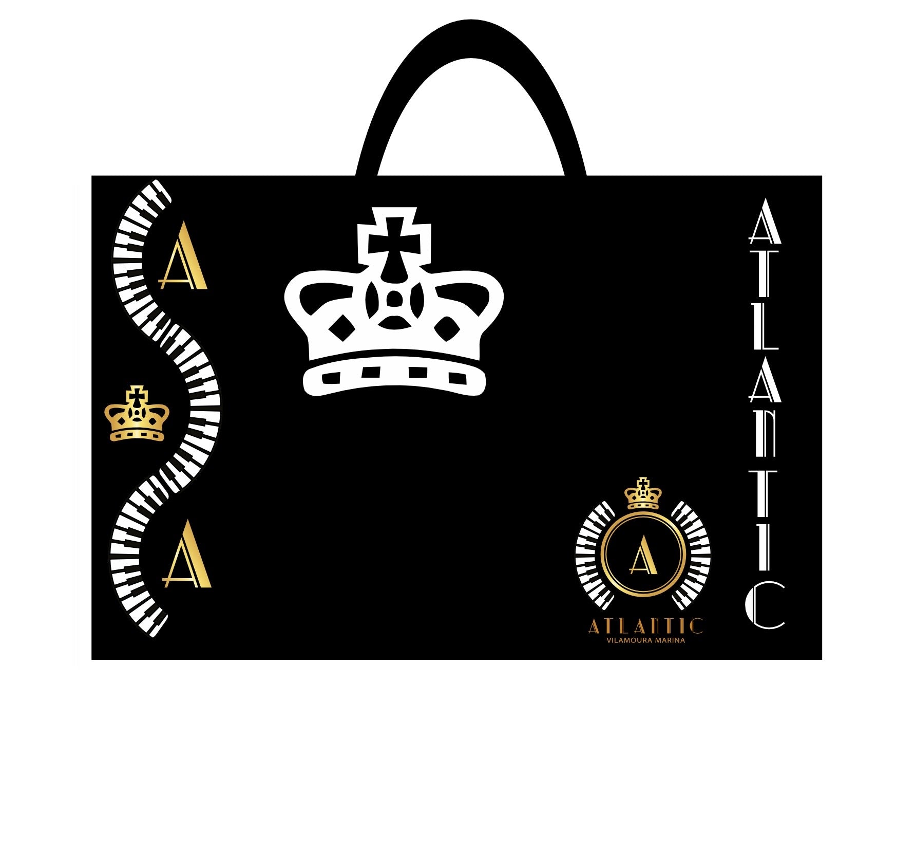 Waterproof Black beach bag with Vintage design Crown