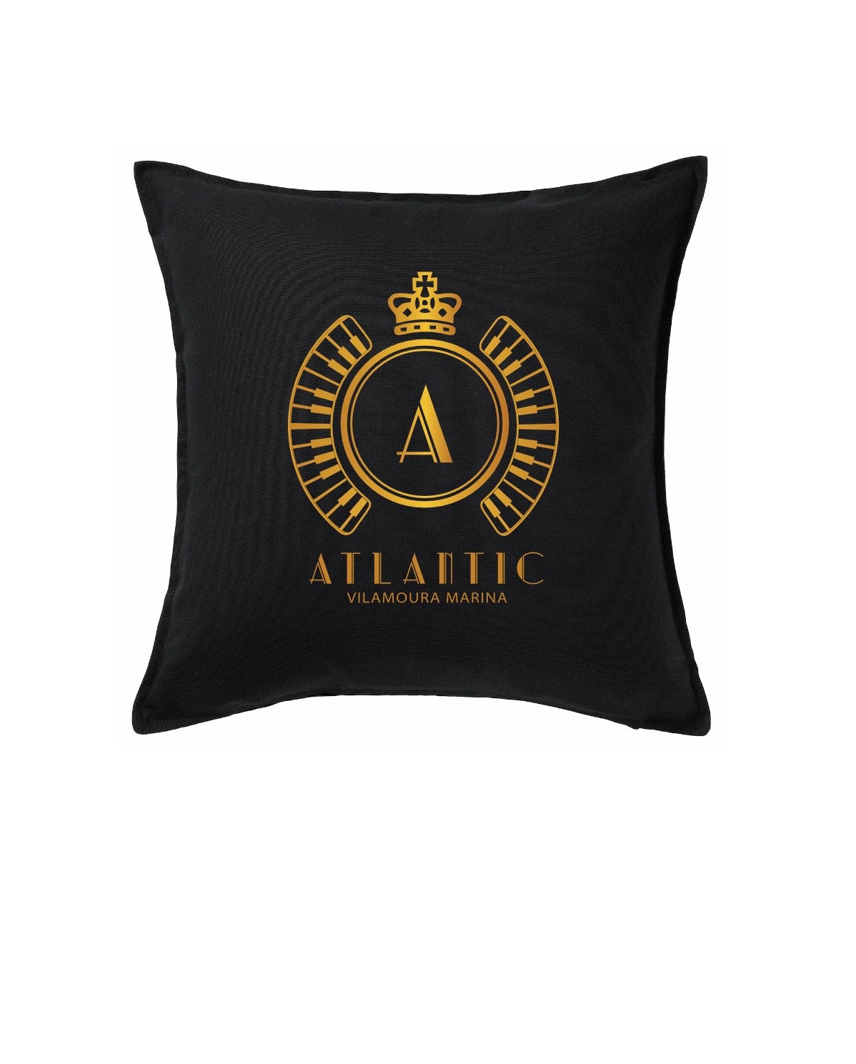 Waterproof Outdoor Black Square cushion with official A logo GOLD